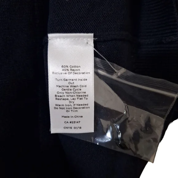 NWT Womens Talbots Dark Navy Blue Llama-Embellished Crewneck Sweater Sz L - Picture 11 of 12